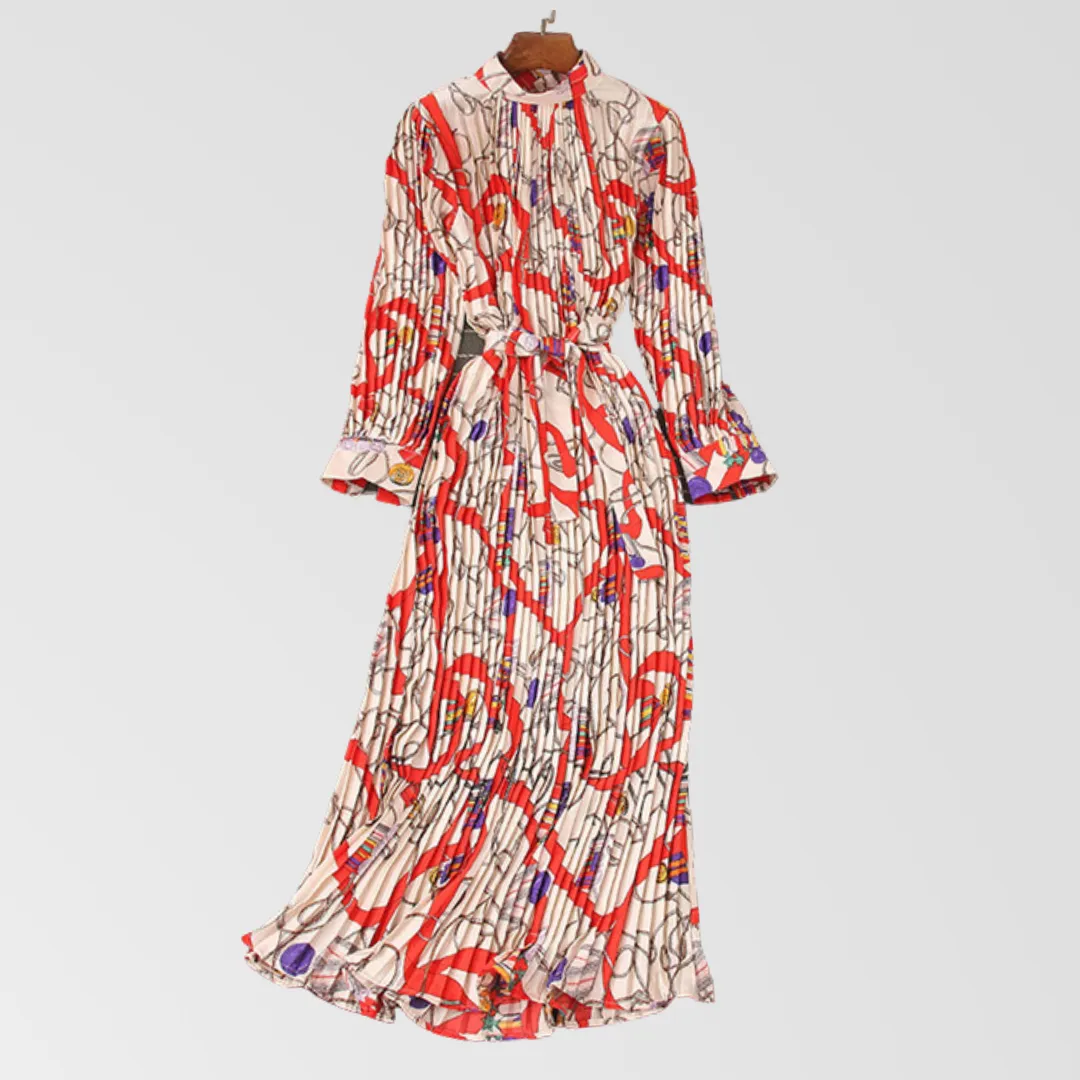 Printed Maxi Tie Waist Dress