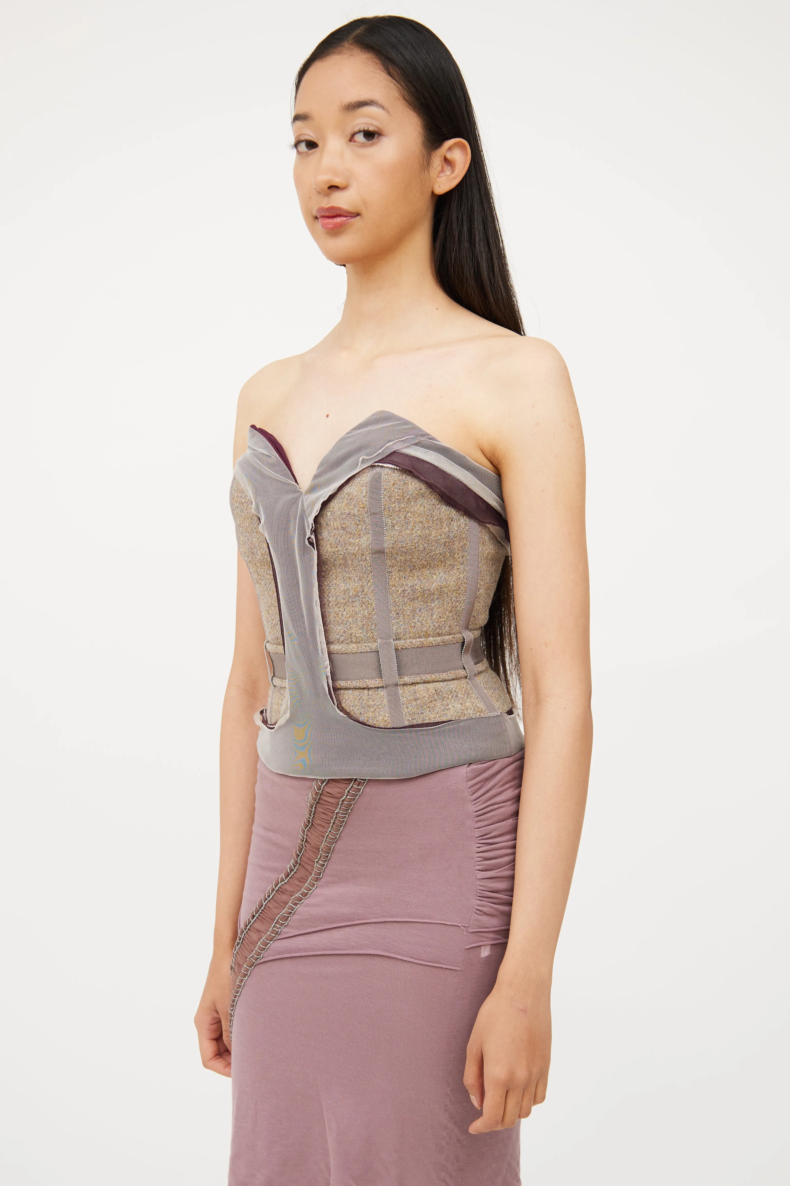 Purple & Grey Mesh Panel Corset