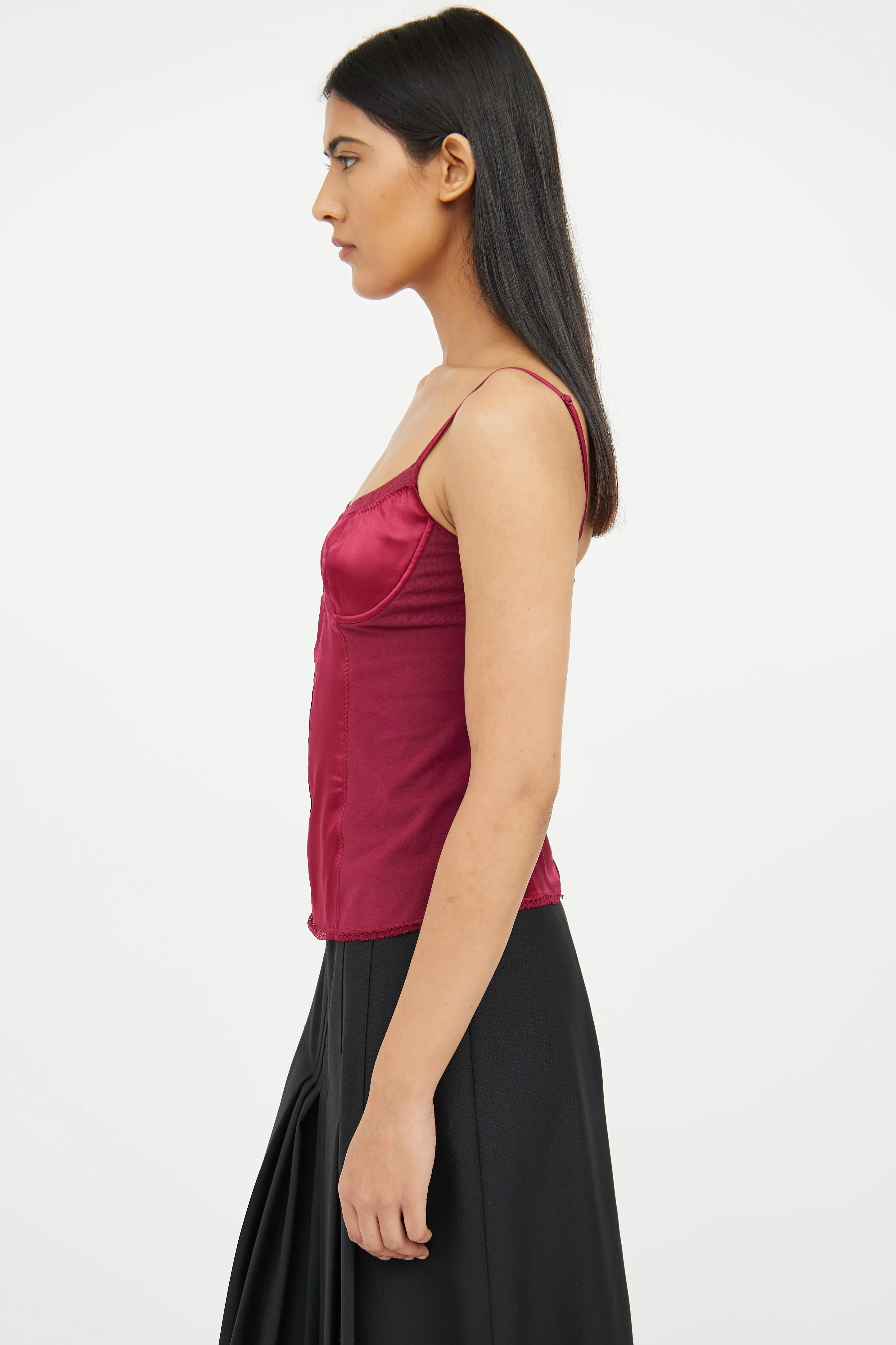 Red Silk Blend Sleeveless Top