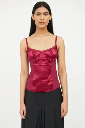 Red Silk Blend Sleeveless Top