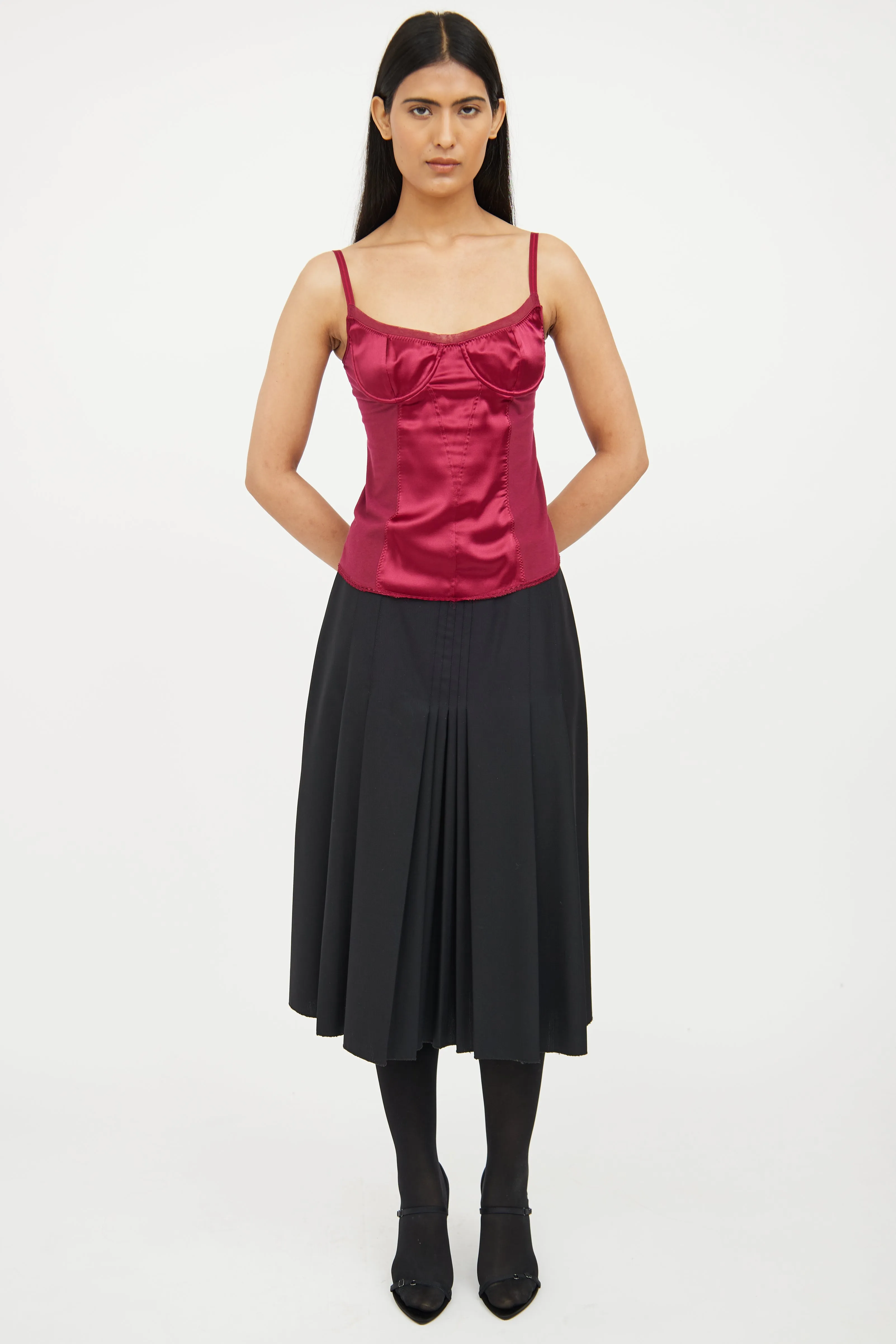 Red Silk Blend Sleeveless Top