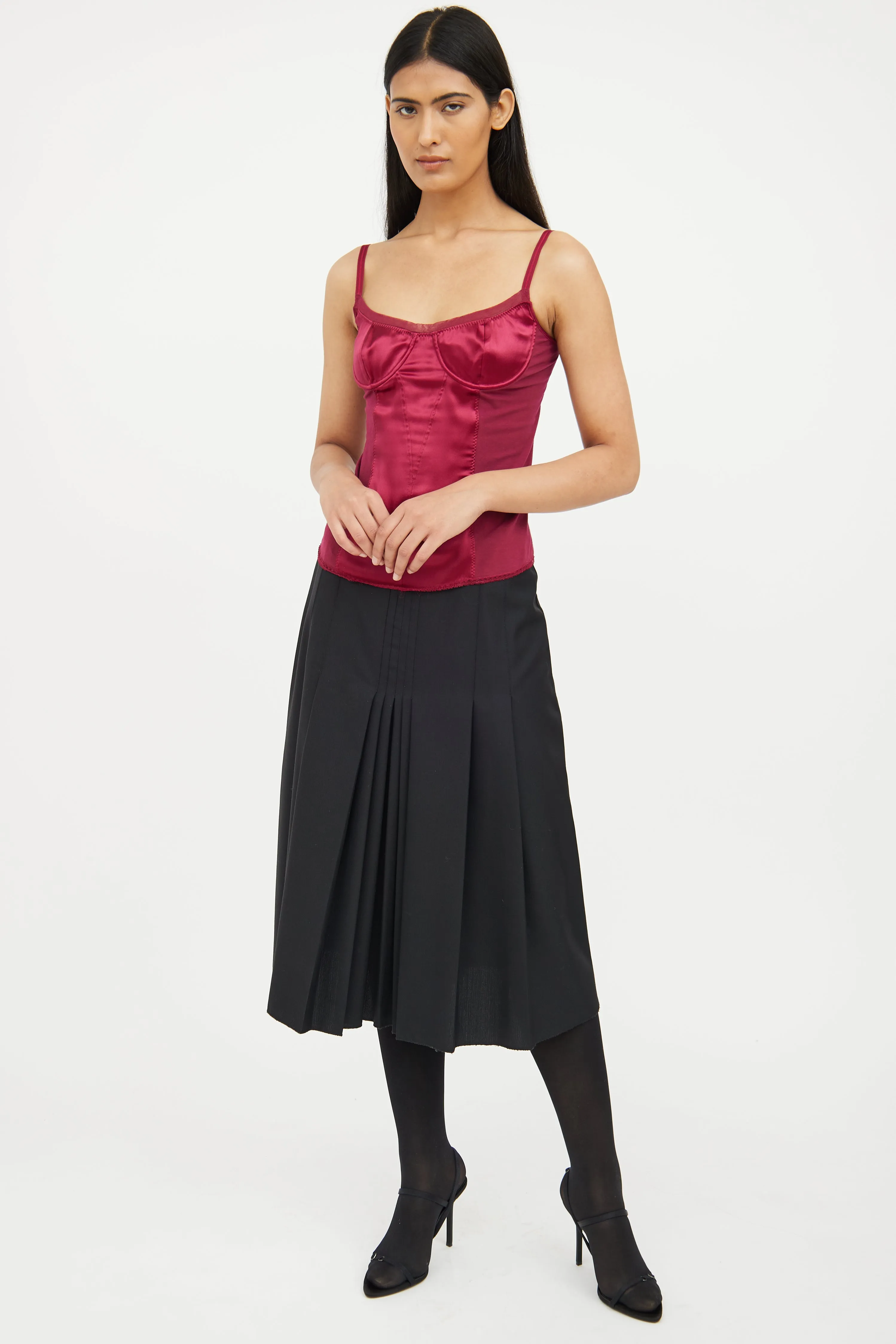 Red Silk Blend Sleeveless Top