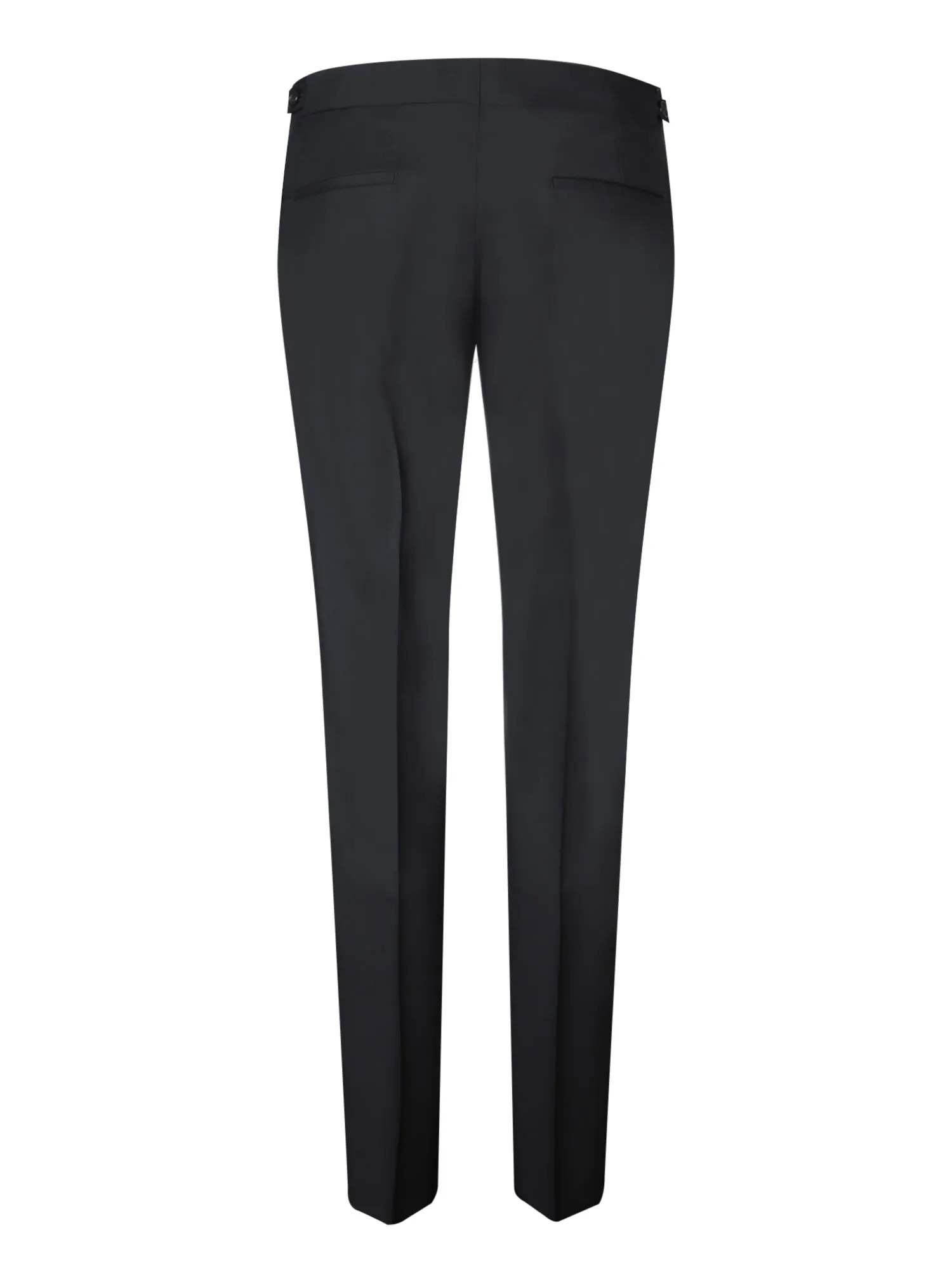 Slim-fit black trousers