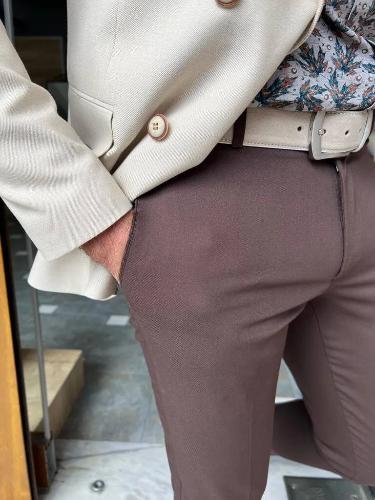 Slim Fit Brown Trousers