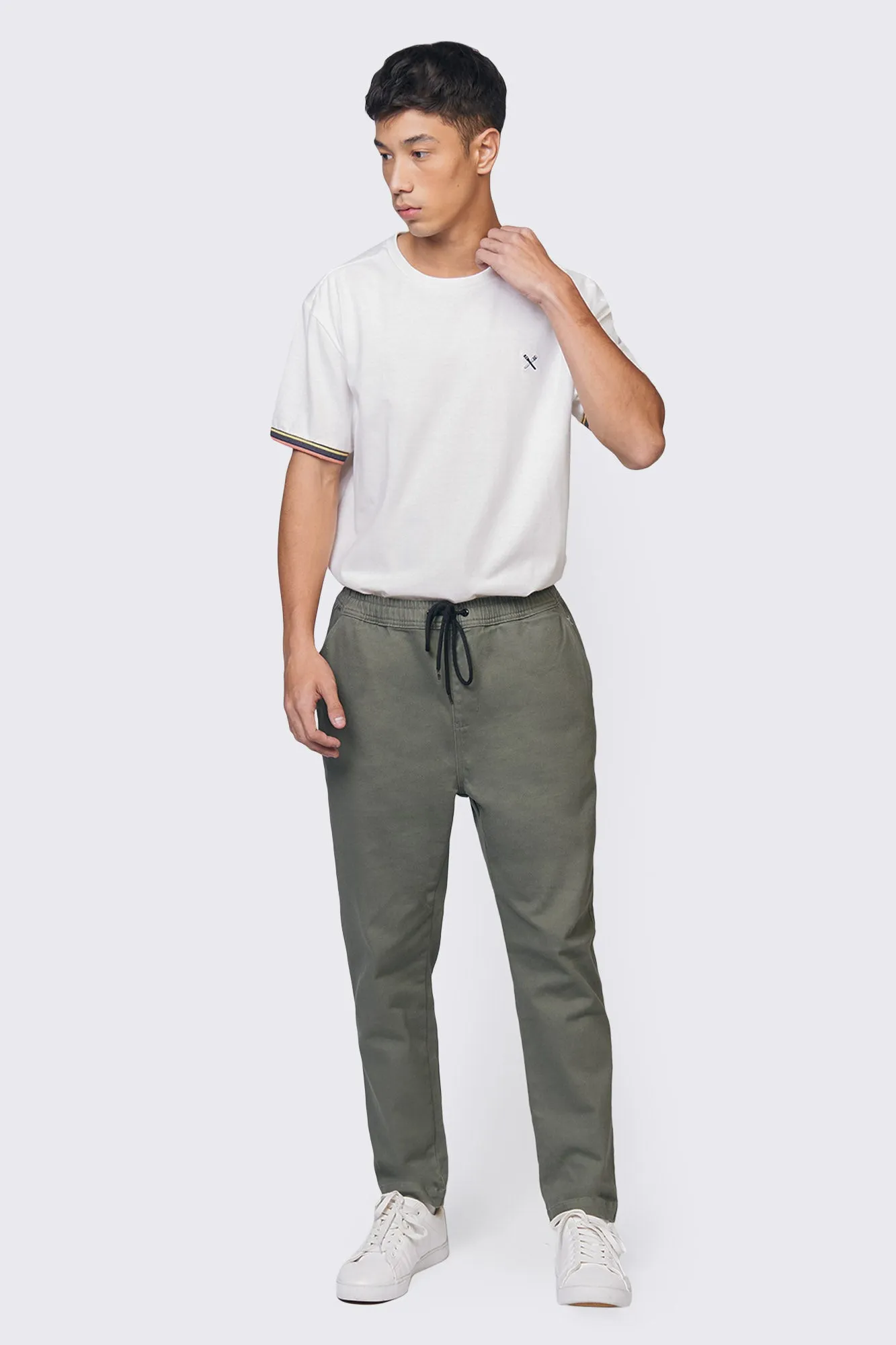 Slim Fit Woven Drawstring Trousers