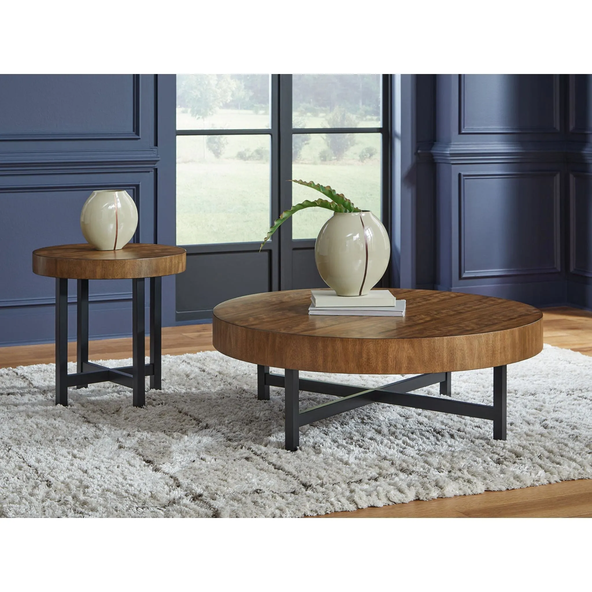 Steenlage 2 Pack Tables - Brown/Black