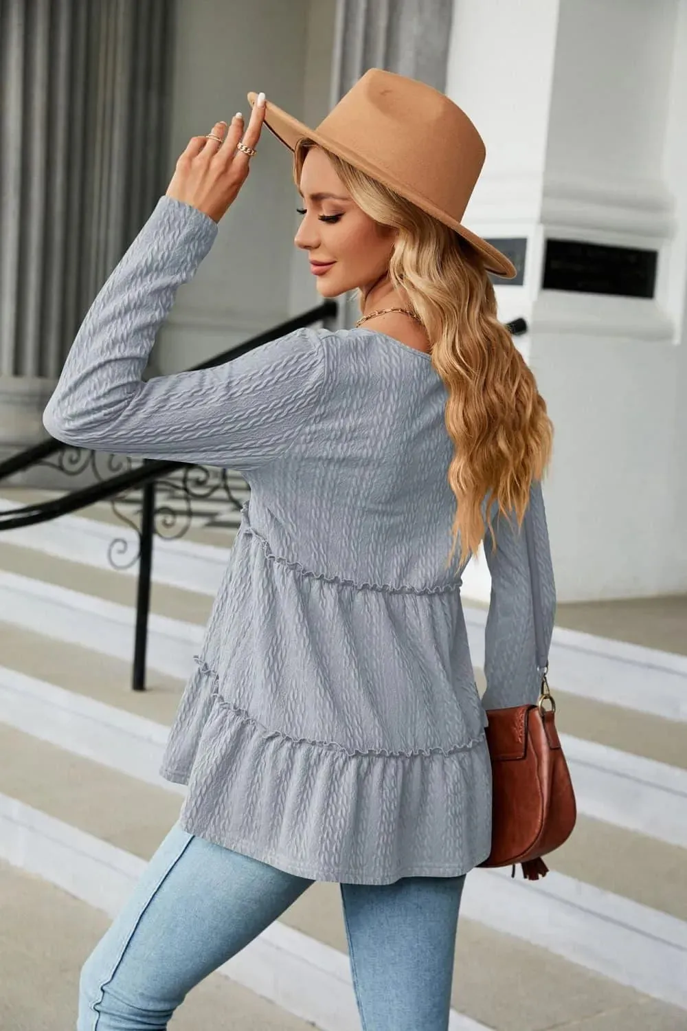 Stylish Long Sleeve V-Neck Cable-Knit Blouse: Shop Now Elevate Your  Wardrobe