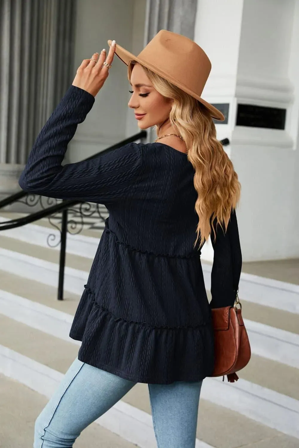 Stylish Long Sleeve V-Neck Cable-Knit Blouse: Shop Now Elevate Your  Wardrobe