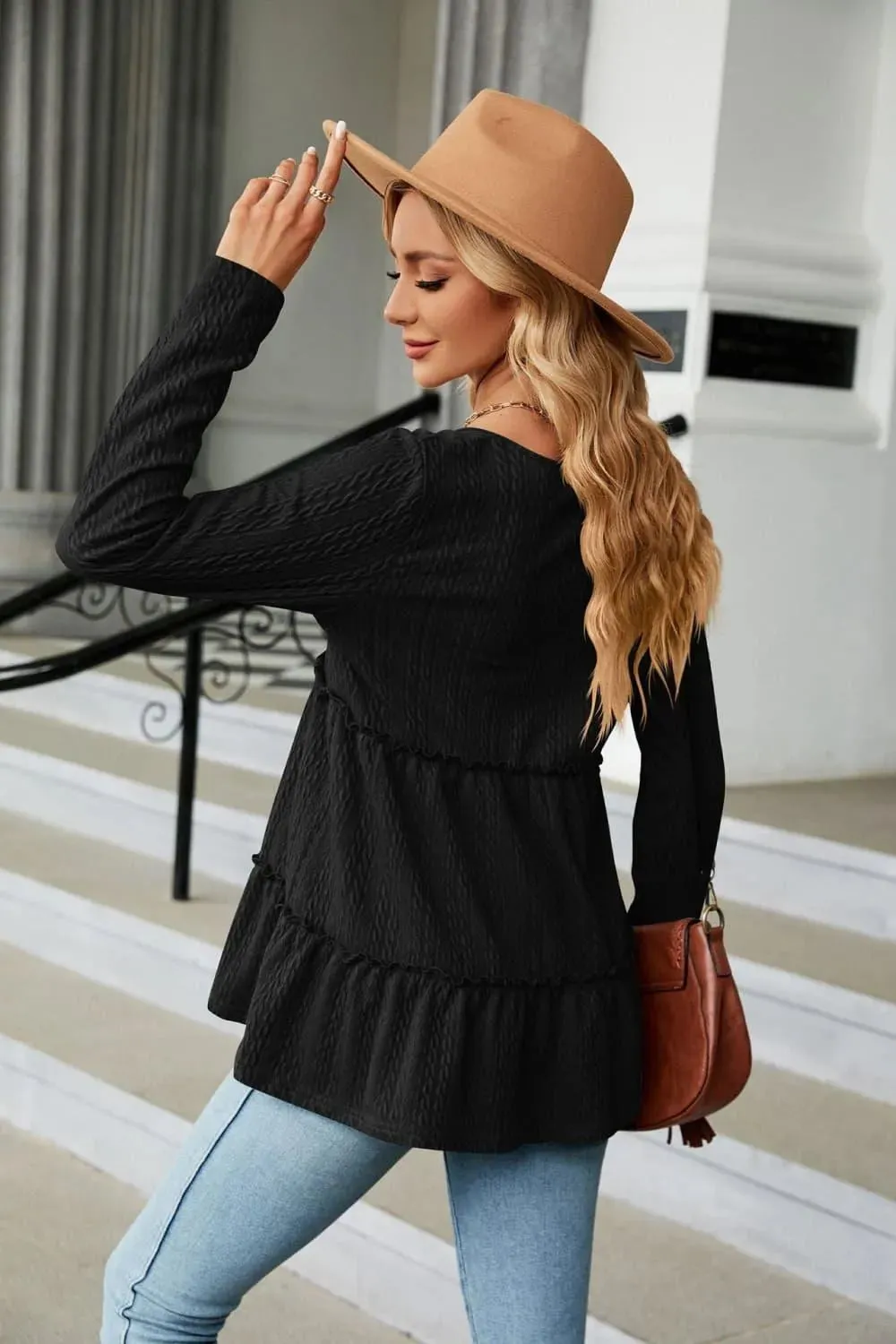 Stylish Long Sleeve V-Neck Cable-Knit Blouse: Shop Now Elevate Your  Wardrobe