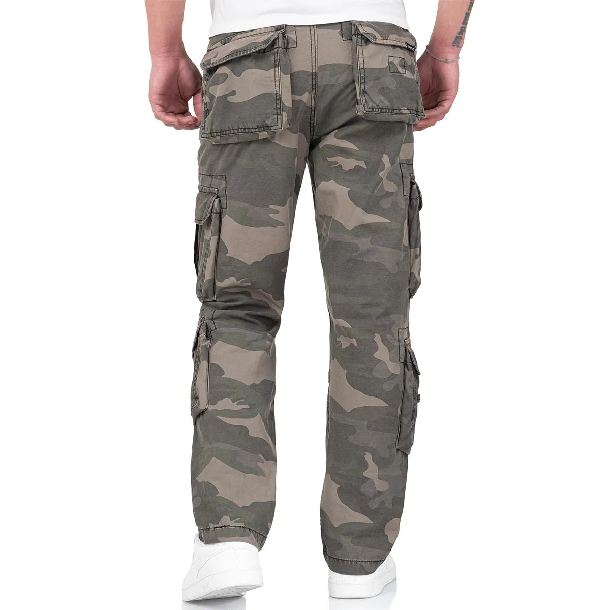 Surplus Airborne Slim Fit Cargo Trousers Black Camo