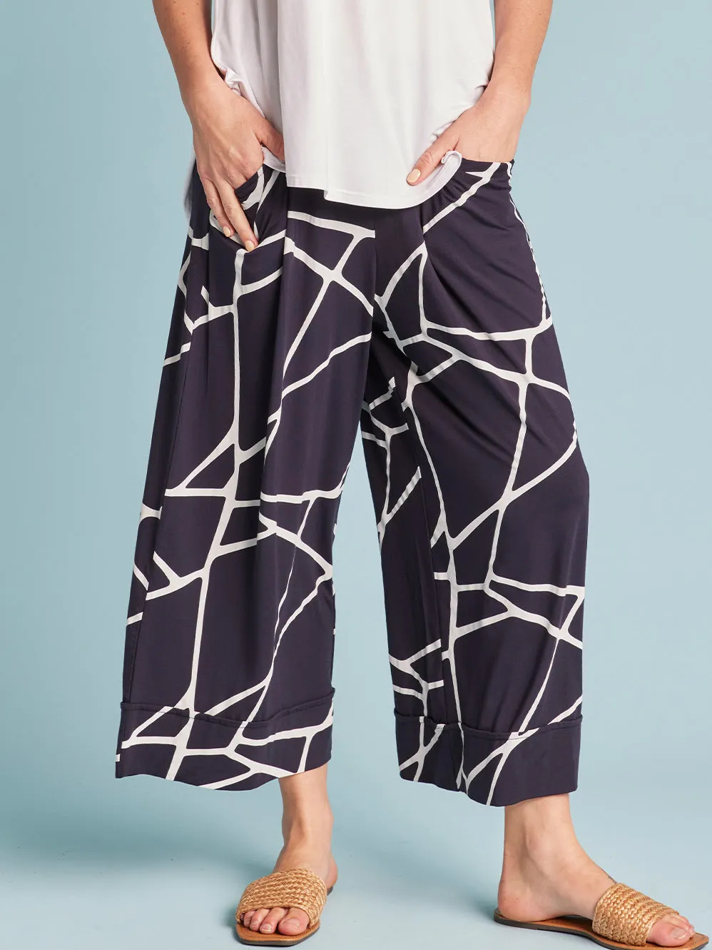 TANI MARBLE CULOTTE RESORT PANT