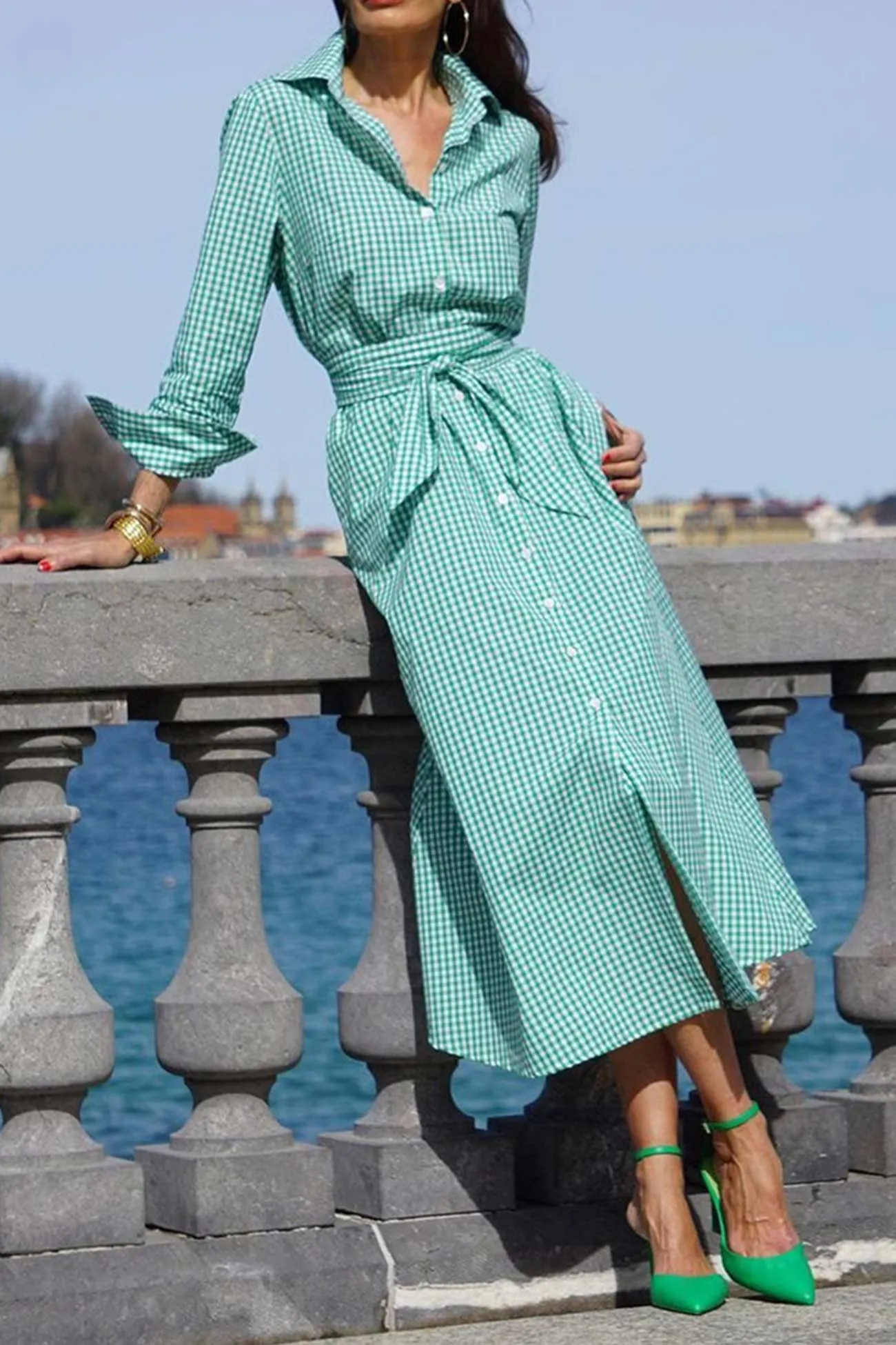 TastyHottie - Plaid Tie-waist Shirt Dress