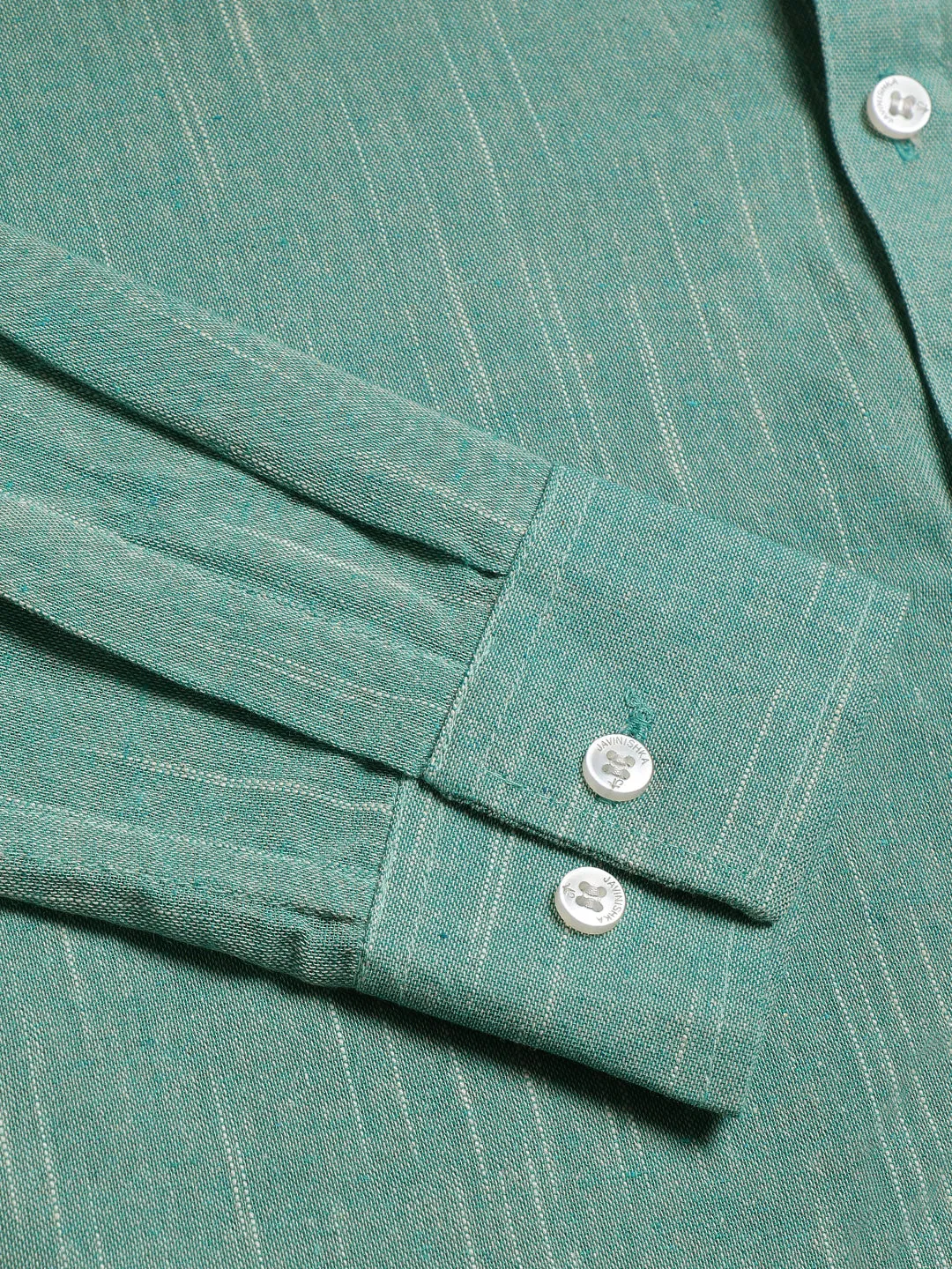 Teal Textured Premium Cotton Linen Regular Fit Solid Shirt