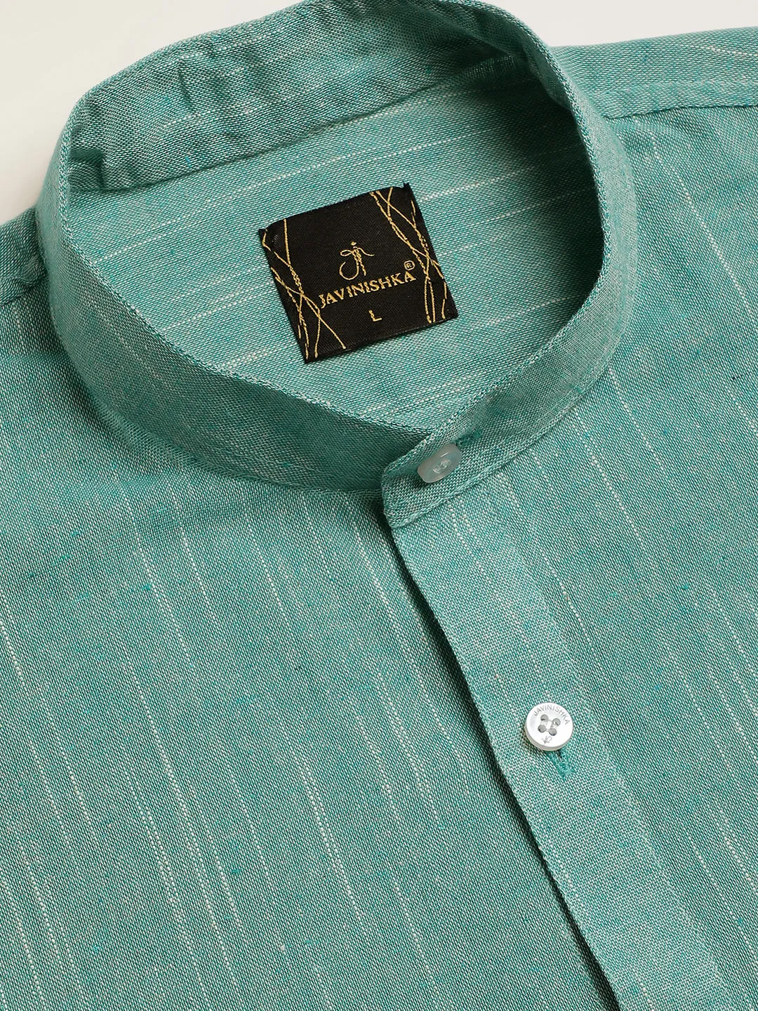 Teal Textured Premium Cotton Linen Regular Fit Solid Shirt