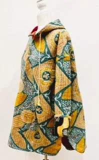 Throw and Go Hoodies Redefines Kantha (Green Floral)