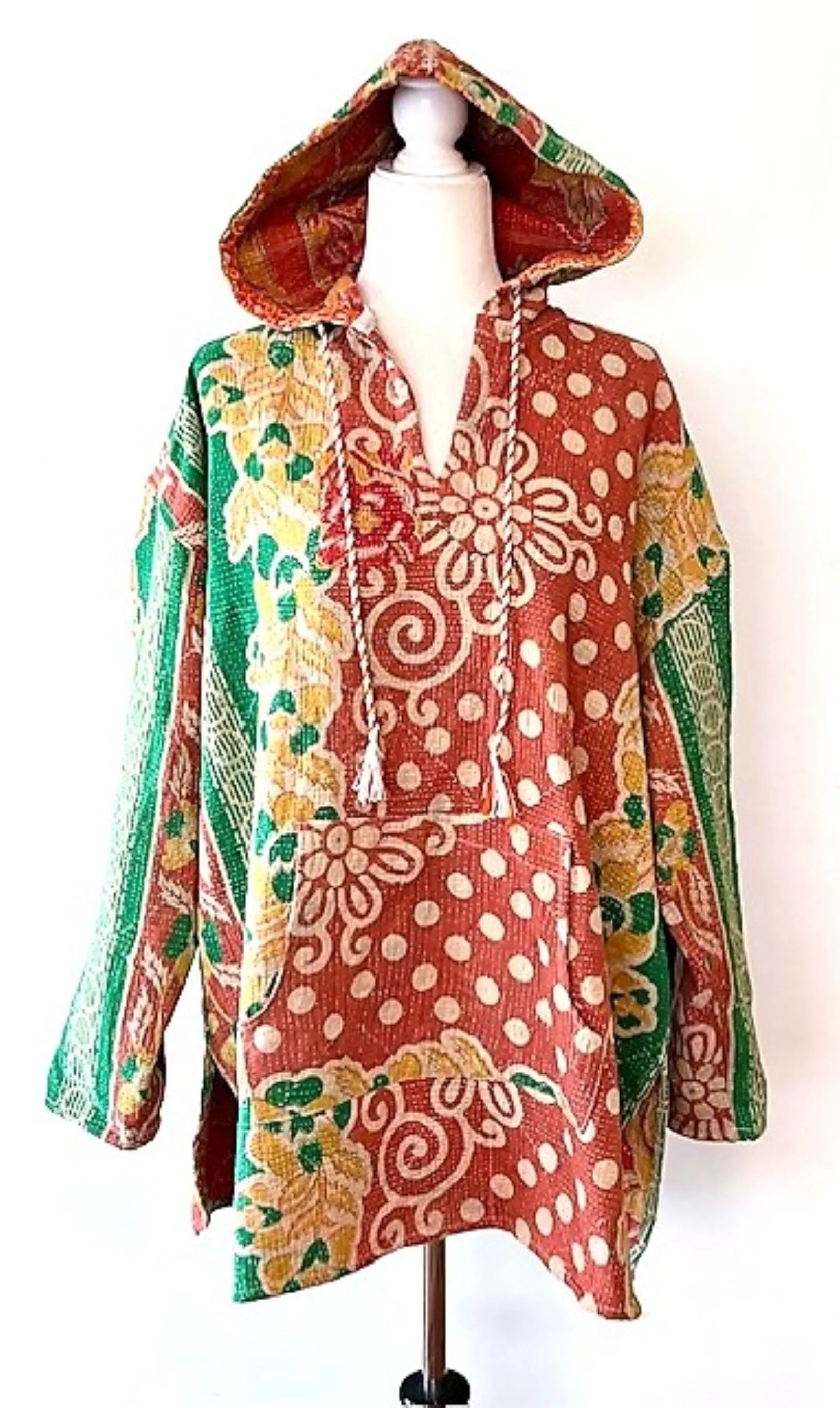 Throw and Go Hoodies Redefines Kantha (Green)