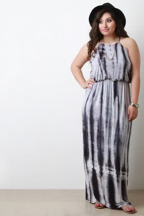 Tie Dye Elastic Waist Maxi Dress