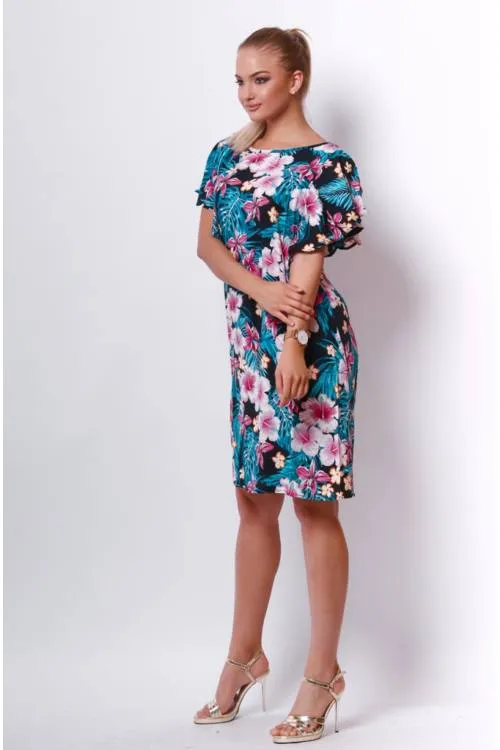 Tie Waist Floral Print Midi Dress