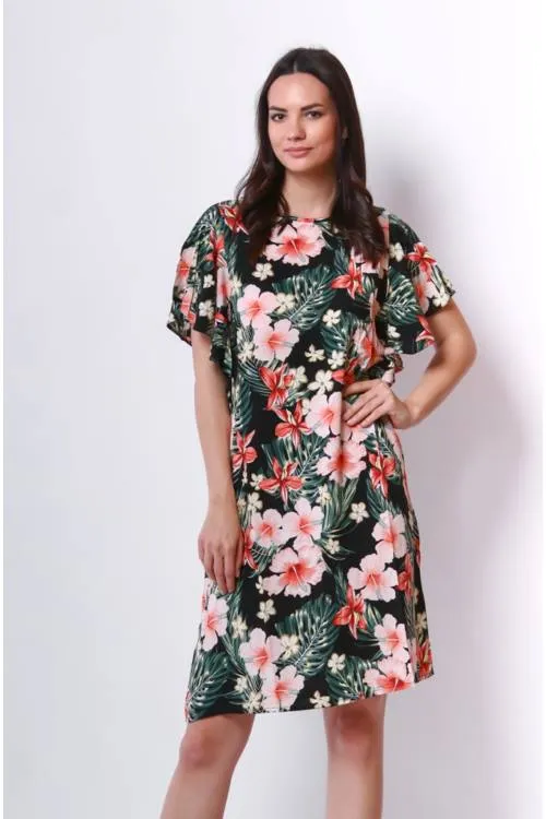 Tie Waist Floral Print Midi Dress