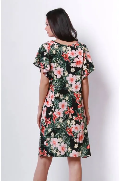 Tie Waist Floral Print Midi Dress