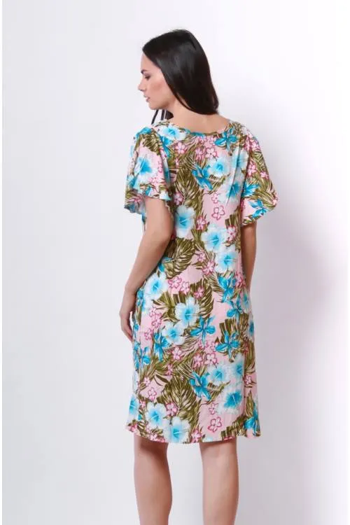 Tie Waist Floral Print Midi Dress