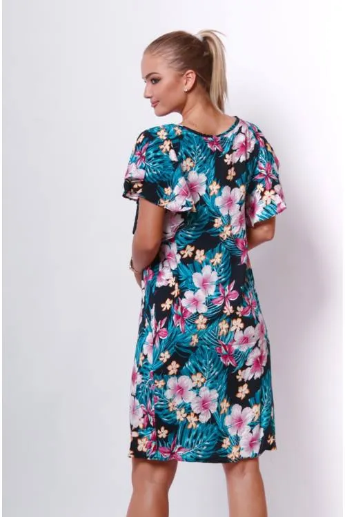 Tie Waist Floral Print Midi Dress