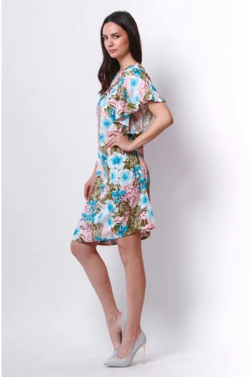 Tie Waist Floral Print Midi Dress