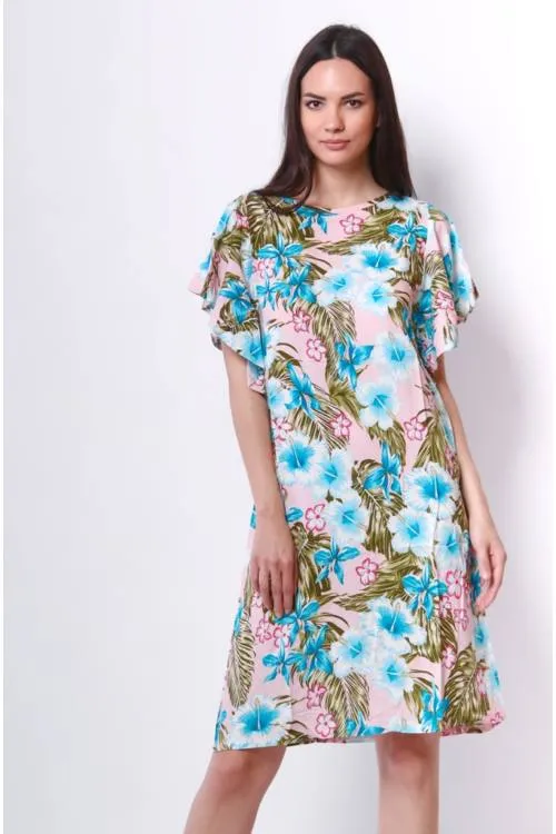 Tie Waist Floral Print Midi Dress