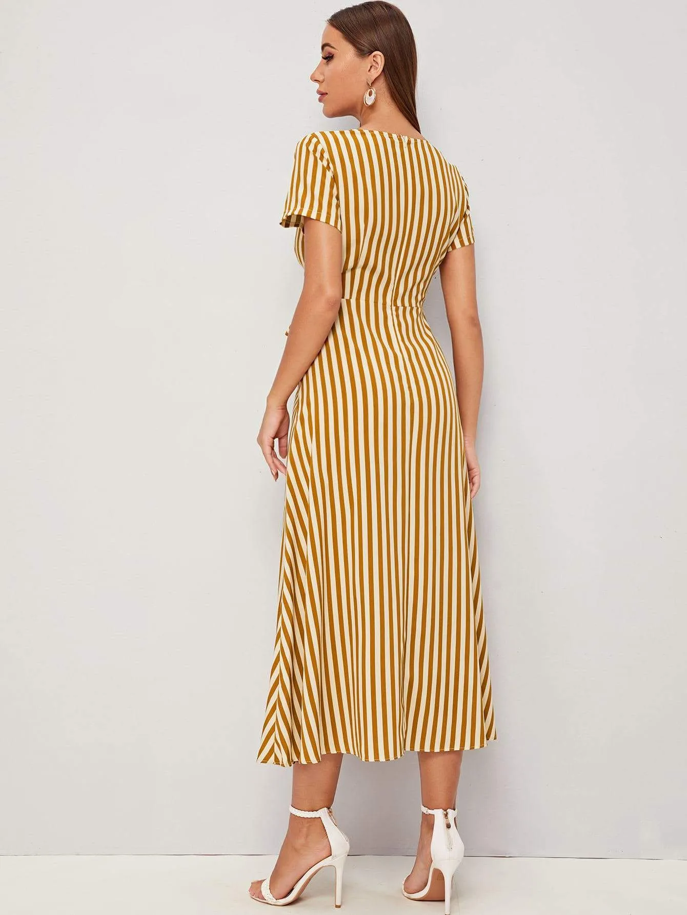 Tie Waist Stripe Longline Dress