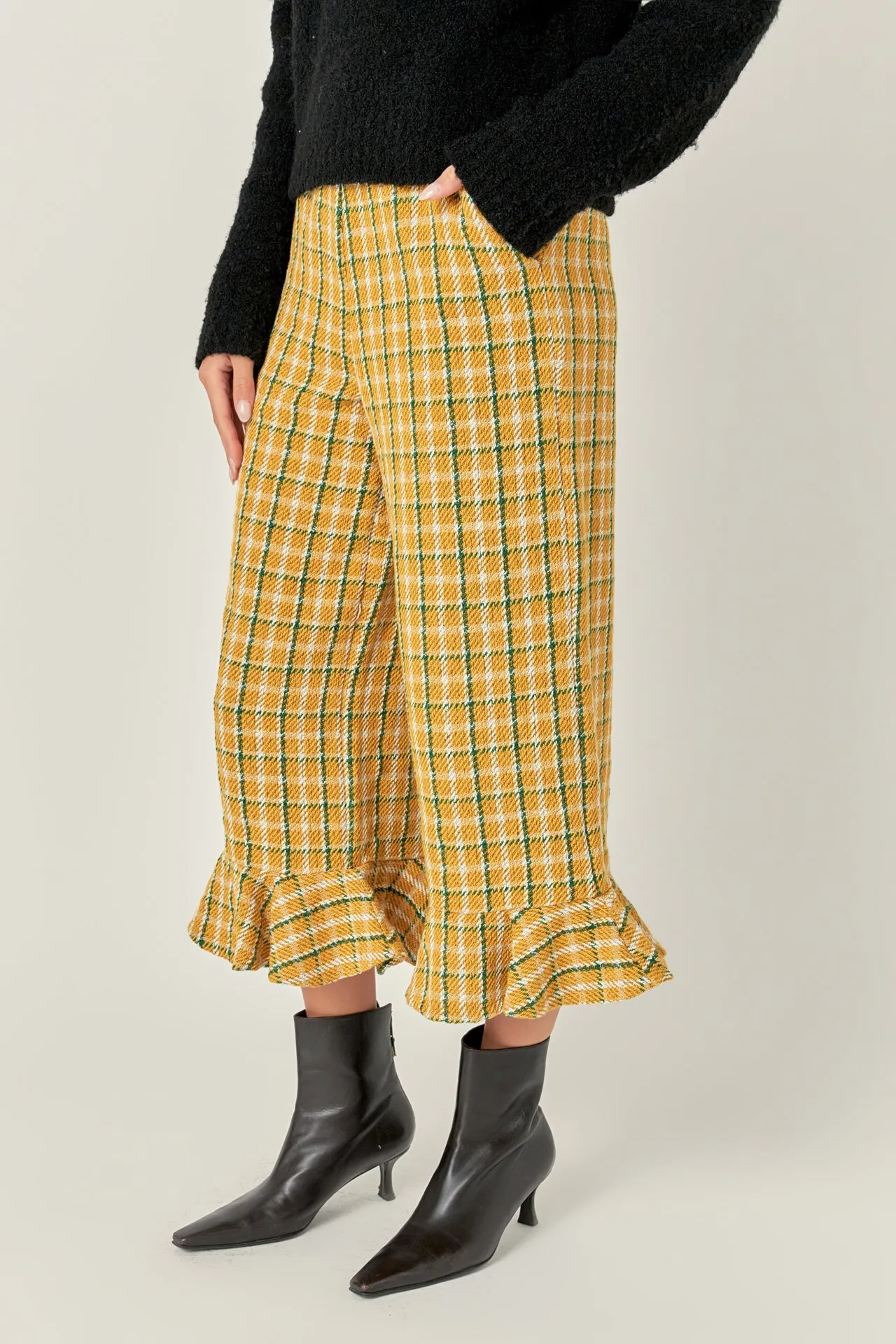 Tweed Wide Leg Culotte Pants