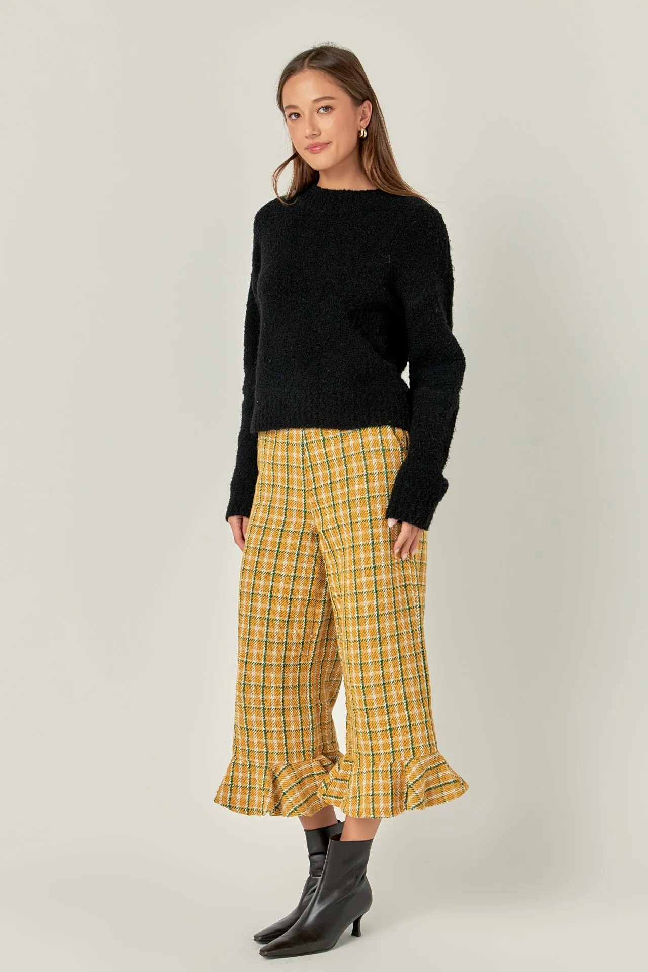 Tweed Wide Leg Culotte Pants