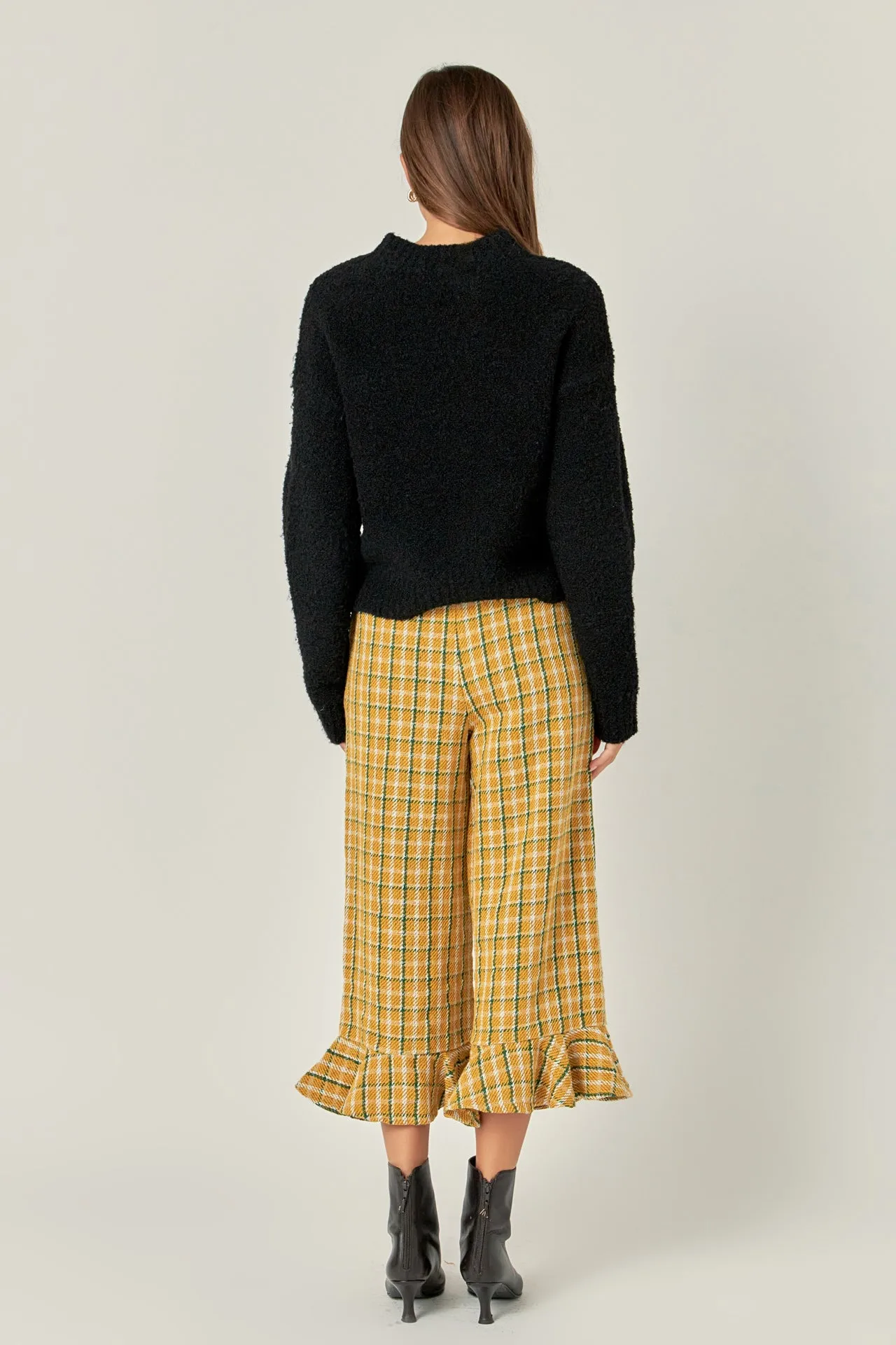 Tweed Wide Leg Culotte Pants