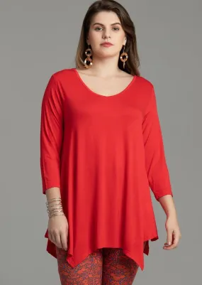 V-Neck Plain Swing Tunic Top Casual Long-sleeved T-shirt-LARACE  8035