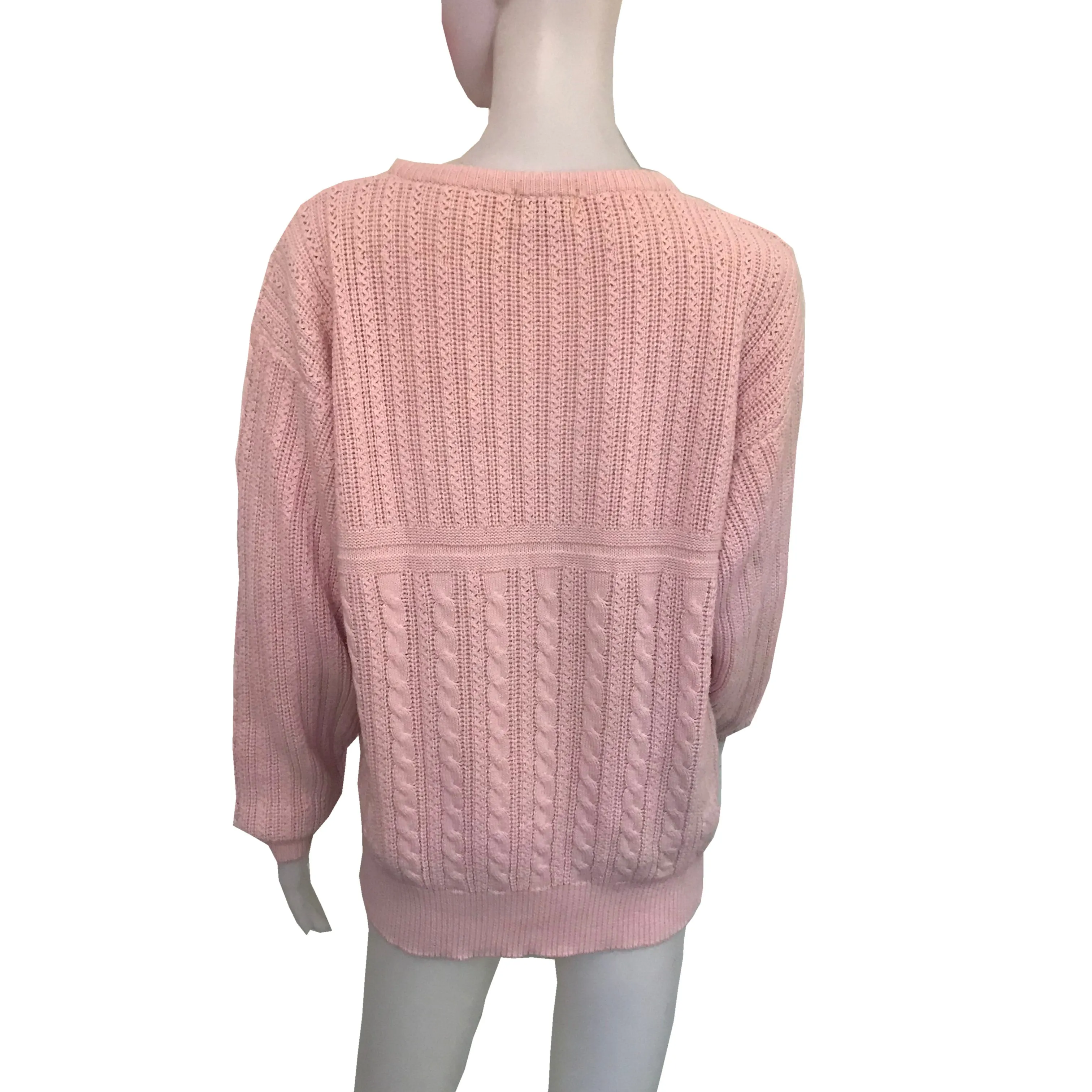 Vintage 1980s Pink Izod Cable Knit Sweater