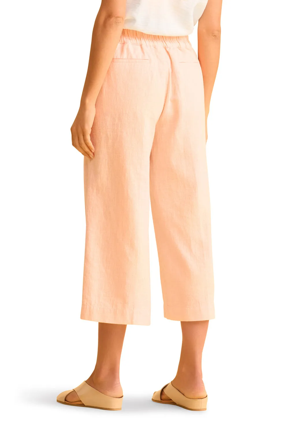 Waist Tab Linen Culotte - Peach