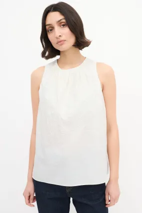 White Cotton Embroidered Sequin Top