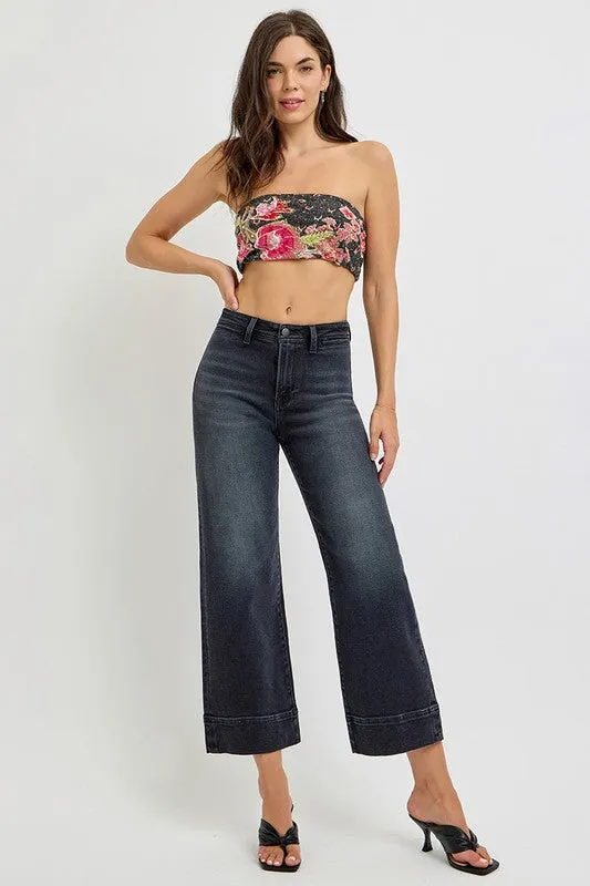 Wide Leg Wash Black Jeans