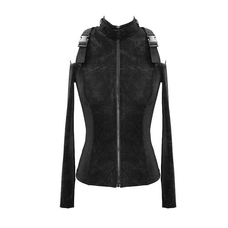 Women's Goth Off Shoulder Slim Fitted Jackets