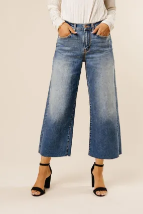 Yandow Wide Leg Cropped Denim in Medium Wash